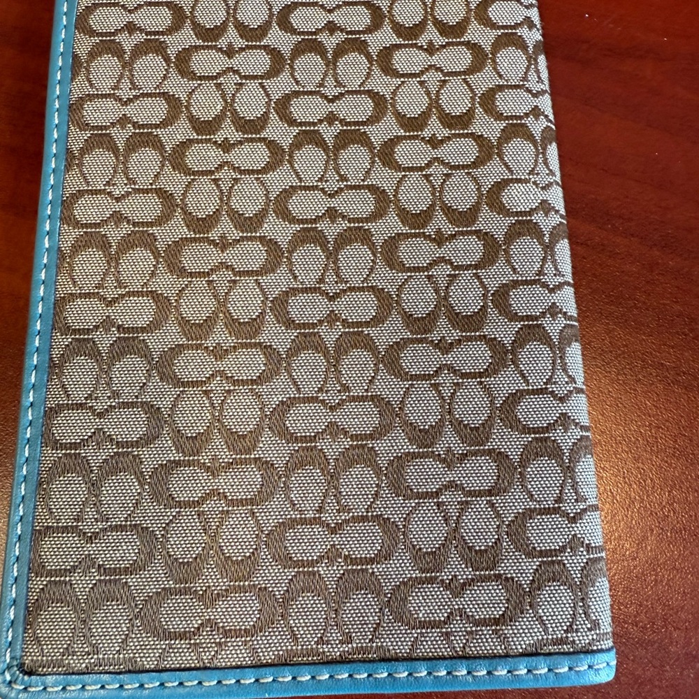Coach Tan and Teal Patterned Passports protector